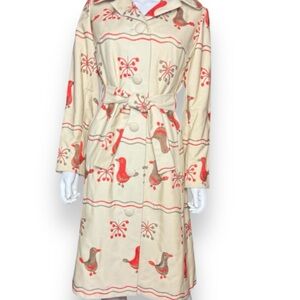 Vintage 1960s Embroidered Bird Trench Coat